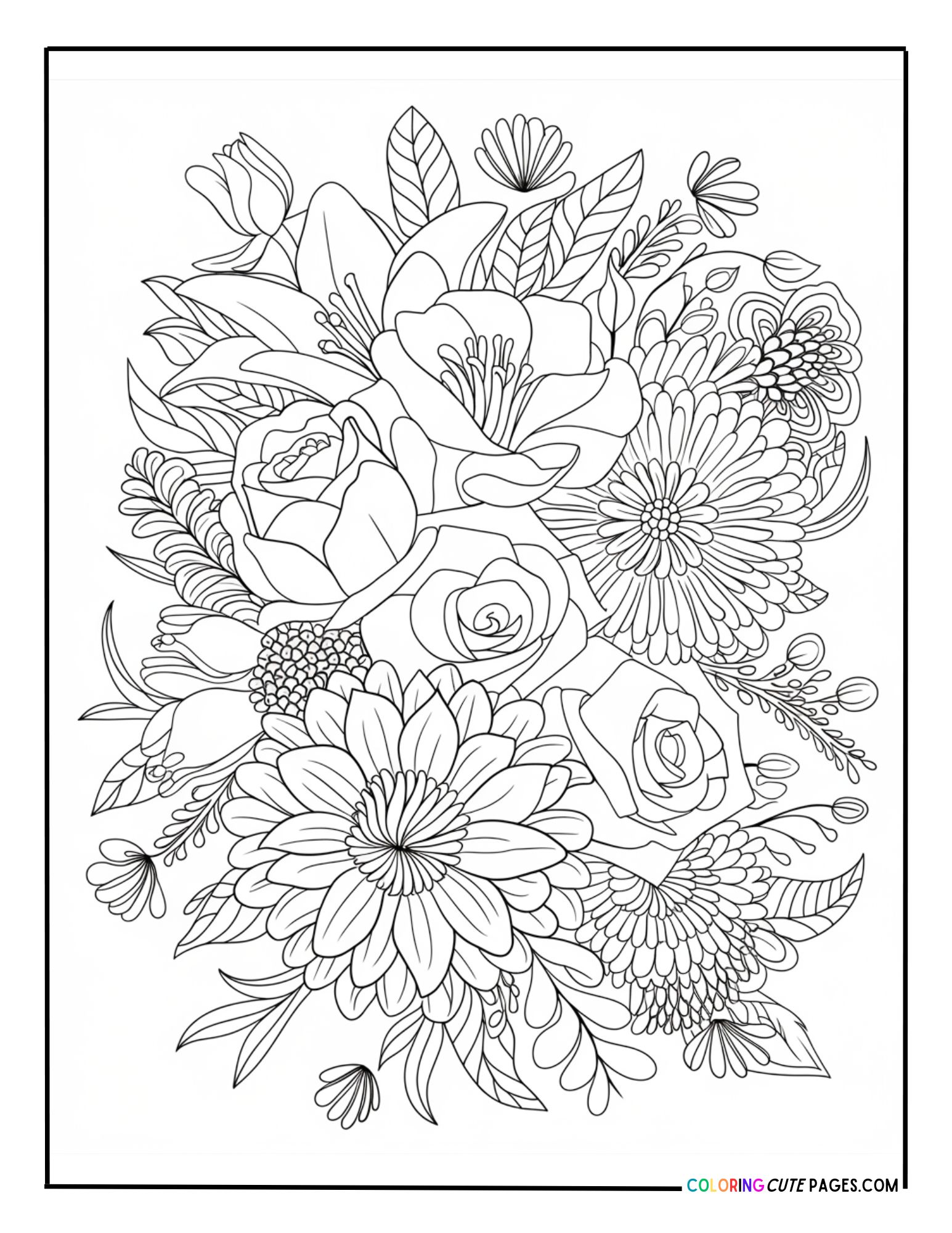 Adult Flowers Coloring Pages (Free PDF Printables)