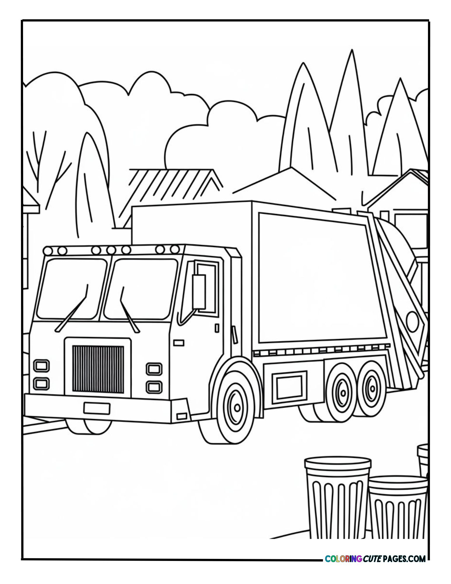 Garbage Truck Coloring Pages - coloringcutepages.com