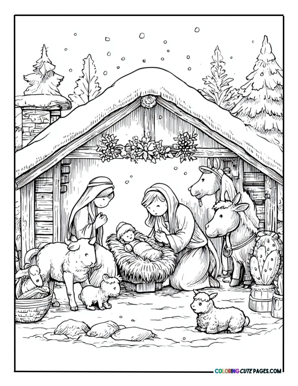 Nativity Coloring Pages for Adults