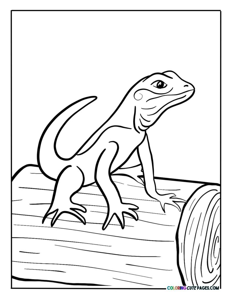 Iguana standing on a log