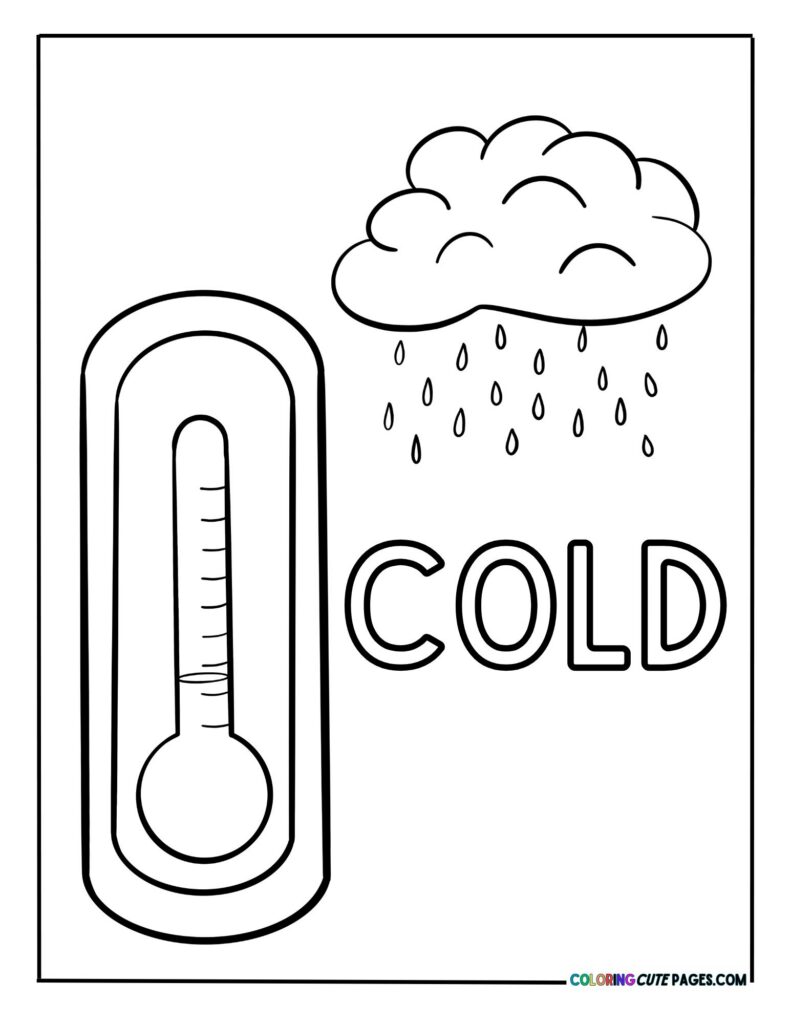 Thermometer beside rainy clouds