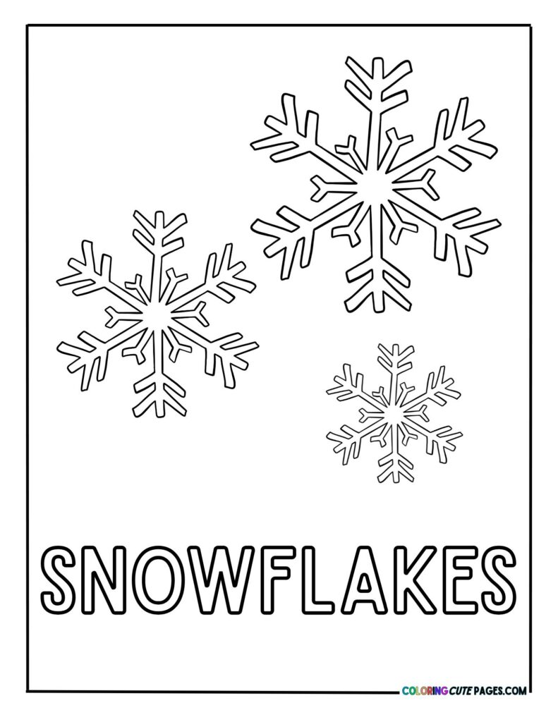 Three snowflakes on a page