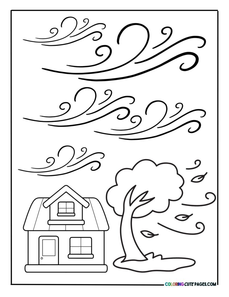 Strong wind blowing near a house