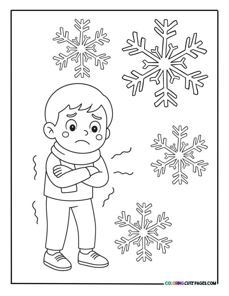 Child shivering in cold weather