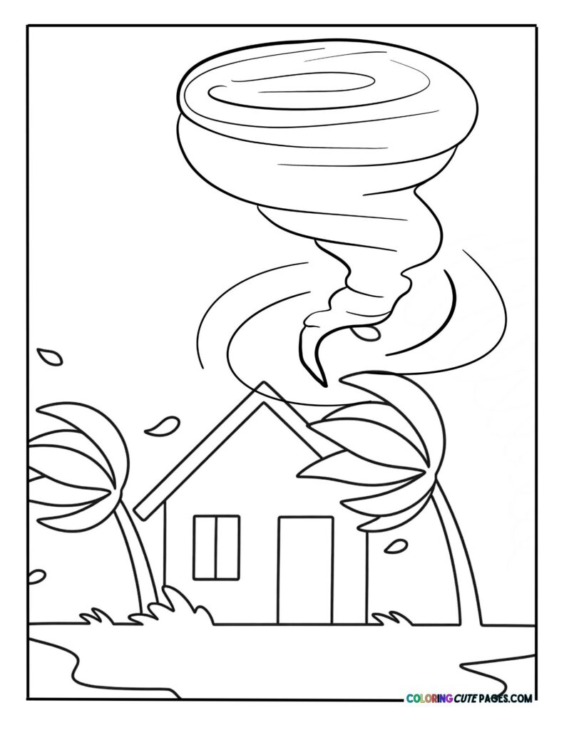Tornado spinning near a house