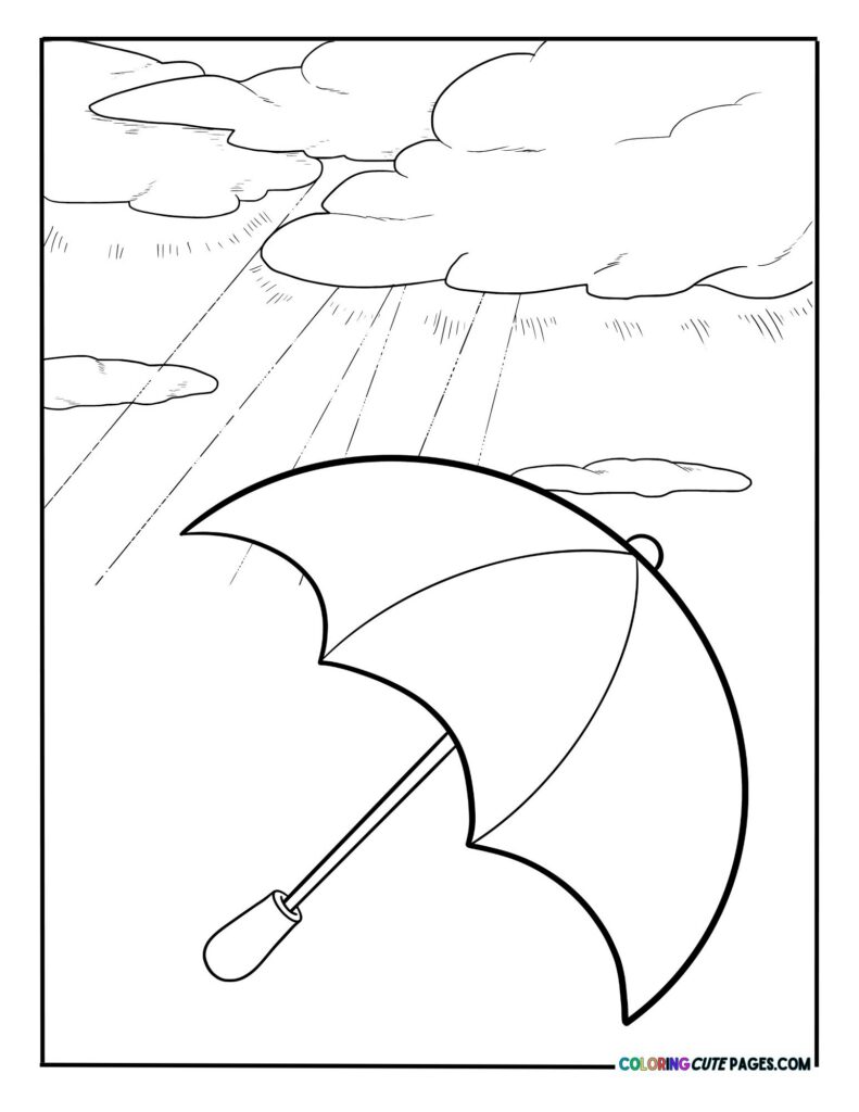 Umbrella under cloudy skies