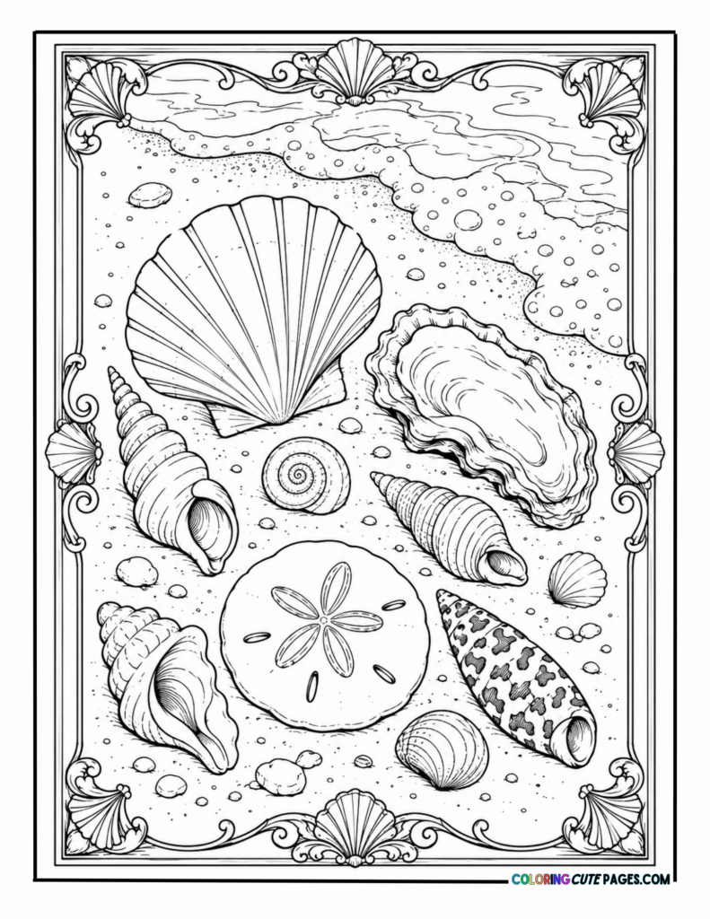 Assorted seashells displayed on a sandy beach