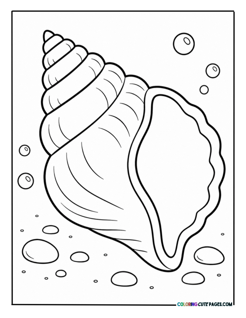 Large spiral seashell resting on the ocean floor
